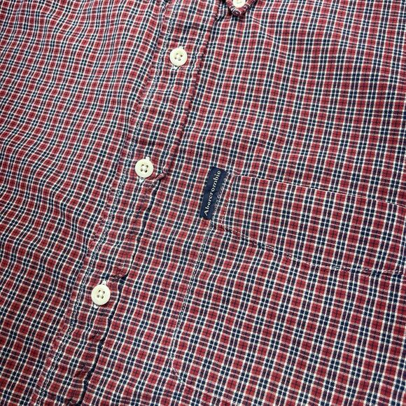 Abercrombie & Fitch Plaid Button-Down Shirt Men’s L Red Short Sleeve Pocket - Picture 3 of 9